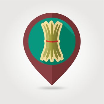 Green bean flat pin map icon. Vegetable vector