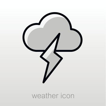 Cloud Lightning outline icon. Meteorology. Weather. Vector illustration eps 10