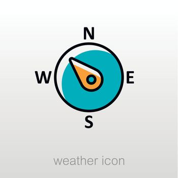 Compass wind rose outline icon. Direction northwest. Meteorology. Weather. Vector illustration eps 10