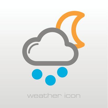 Moon Cloud with Snow Grain outline icon. Sleep night dreams symbol. Meteorology. Weather. Vector illustration eps 10
