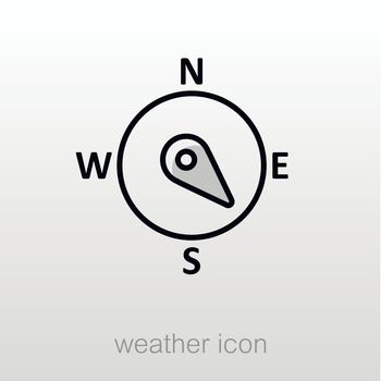 Compass wind rose outline icon. Direction southeast. Meteorology. Weather. Vector illustration eps 10