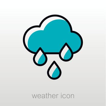 Rain Cloud Rainfall outline icon. Meteorology. Weather. Vector illustration eps 10
