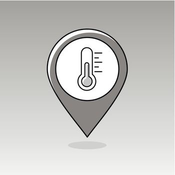 Thermometer Heat pin map icon. Weather 