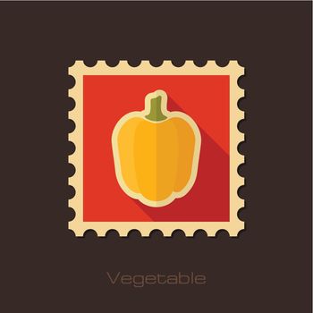 Pepper flat stamp. Vegetable vector