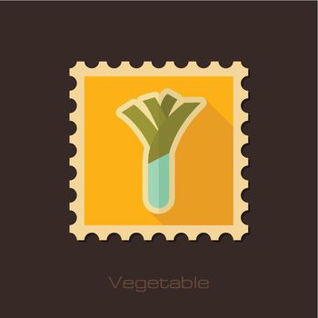 Leek flat stamp. Vegetable vector