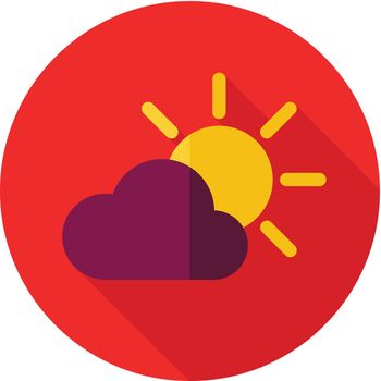 Sun and cloud flat icon. Meteorology. Weather. Vector illustration eps 10