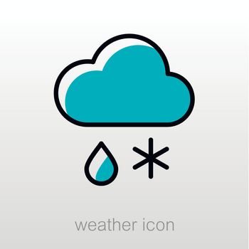 Cloud with Snow and Rain outline icon. Meteorology. Weather. Vector illustration eps 10