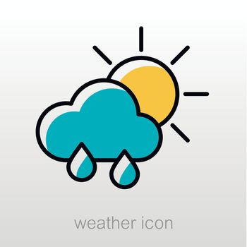 Rain Cloud Sun outline icon. Meteorology. Weather. Vector illustration eps 10