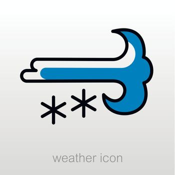 Wind Snow Snowstorm outline icon. Meteorology. Weather. Vector illustration eps 10