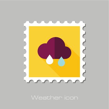 Rain Cloud flat stamp. Meteorology. Weather. Vector illustration eps 10