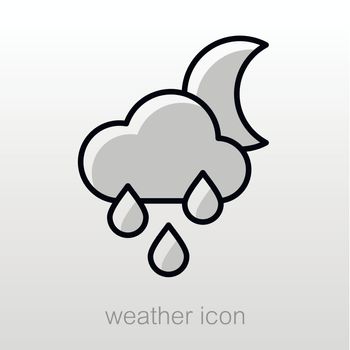 Rain Cloud Moon outline icon. Sleep night dreams symbol. Meteorology. Weather. Vector illustration eps 10