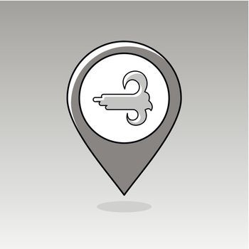 High Wind outline pin map icon. Map pointer. Map markers. Meteorology. Weather. Vector illustration eps 10