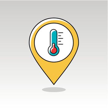 Thermometer outline pin map icon. Map pointer. Map markers. Meteorology. Weather. Vector illustration eps 10