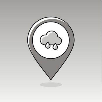 Rain Cloud outline pin map icon. Map pointer. Map markers. Meteorology. Weather. Vector illustration eps 10