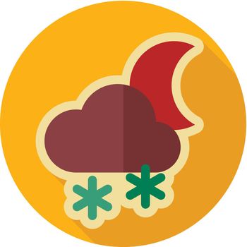 Cloud with Snow Moon retro flat icon. Meteorology. Weather. Vector illustration eps 10