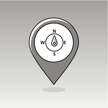 Compass wind rose outline pin map icon. Map pointer. Map markers. Direction north. Meteorology. Weather. Vector illustration eps 10