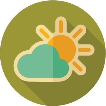 Sun and cloud retro flat icon. Meteorology. Weather. Vector illustration eps 10