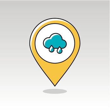 Rain Cloud outline pin map icon. Map pointer. Map markers. Meteorology. Weather. Vector illustration eps 10