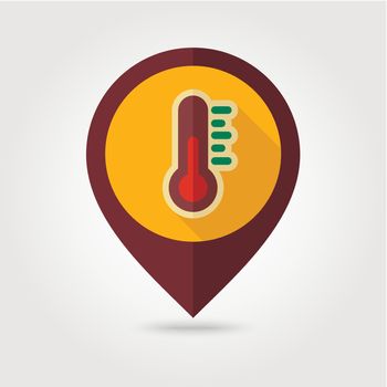 Thermometer retro flat pin map icon. Map pointer. Map markers. Meteorology. Weather. Vector illustration eps 10