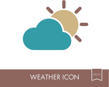 Sun and Cloud outline icon. Meteorology. Weather. Vector illustration eps 10
