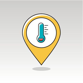 Thermometer Frost Cold pin map icon. Weather 