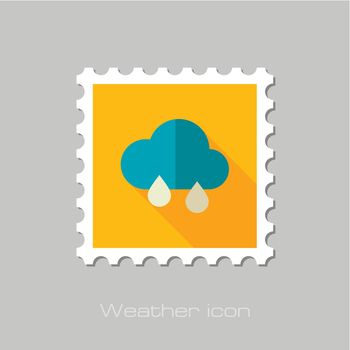Rain Cloud flat stamp. Meteorology. Weather
