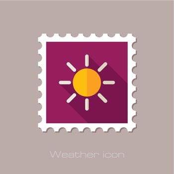 Sun flat stamp. Meteorology. Weather. Vector illustration eps 10