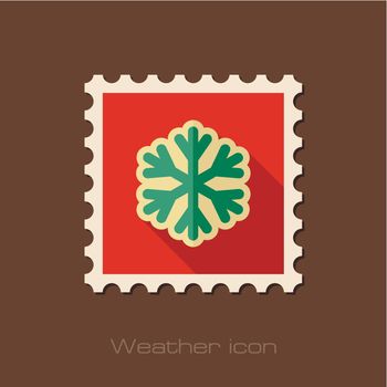 Snowflake Snow flat stamp. Meteorology. Weather 