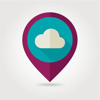 Cloud flat pin map icon. Map pointer. Map markers. Meteorology. Weather. Vector illustration eps 10
