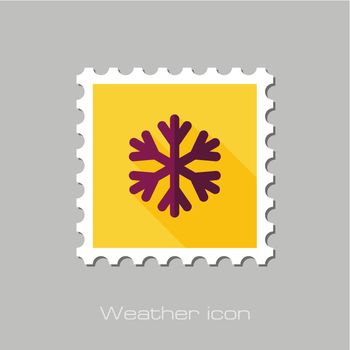 Snowflake Snow flat stamp. Meteorology. Weather. Vector illustration eps 10