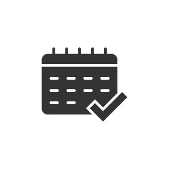 Calendar icon in flat style. Agenda vector illustration on white isolated background. Schedule planner business concept.