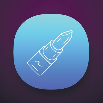 Lipstick tube, lip gloss app icon. Female fashion object, makeup accessory. UI/UX user interface. Web or mobile application. Beauty shop product vector isolated illustration. Cosmetology symbol