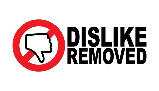 dislike sign with slogan social media dislike removed, concept of internet community users protest