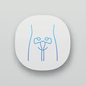 Healthy women reproductive system app icon. Human organ in good health. Fertility. Wholesome women health. UI/UX user interface. Web or mobile applications. Vector isolated illustrations