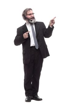 business man with a headset. isolated on a white