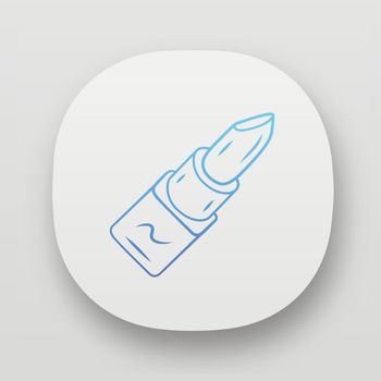 Lip gloss, lipstick tube app icon. UI/UX user interface. Female fashion object, makeup accessory. Web or mobile application. Beauty shop product vector isolated illustration. Cosmetology symbol