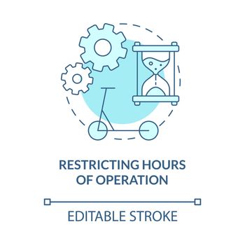 Restricting hours of operation blue concept icon