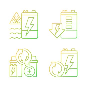 Battery reuse gradient linear vector icons set