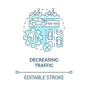 Decreasing traffic blue concept icon