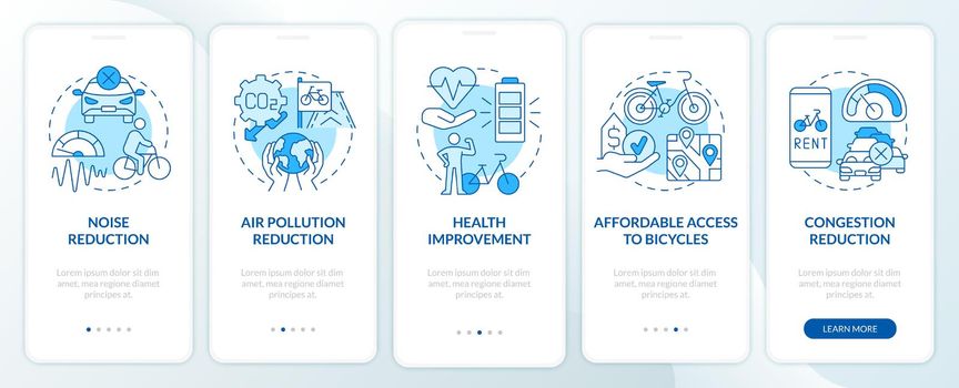 Bicycle share scheme goals onboarding mobile app page screen