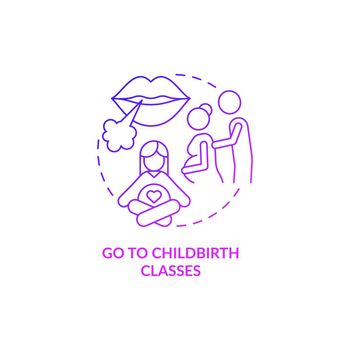 Go to childbirth classes purple gradient concept icon