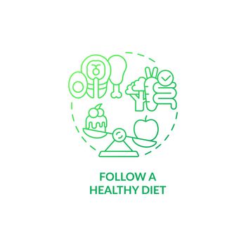 Follow healthy diet green gradient concept icon