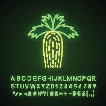 California fan palm neon light icon