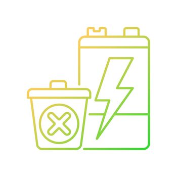 No battery disposal gradient linear vector icon