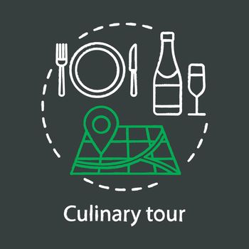 Culinary tour chalk concept icon