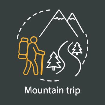 Mountain trip chalk concept icon