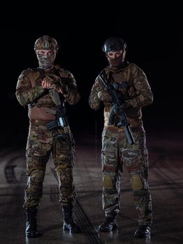 soldiers squad in night mission