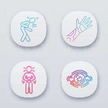 Seasonal allergy symptoms app icons set
