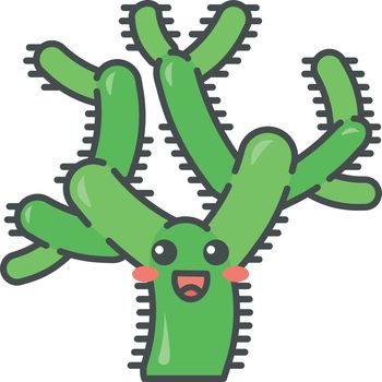 Teddy bear cholla cactus cute kawaii vector character