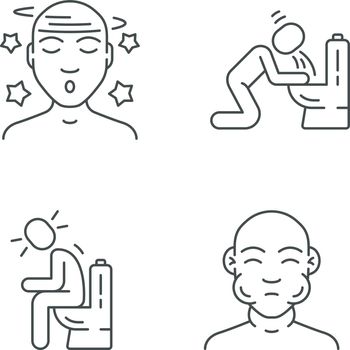Food poisoning, allergic reaction linear icons set